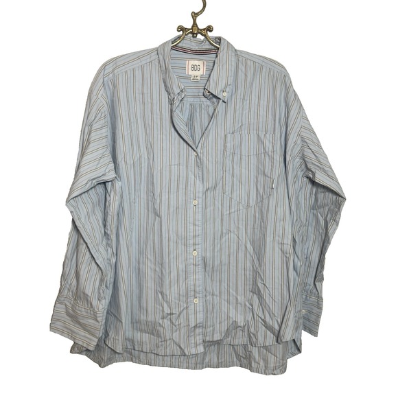 BDG Tops - BDG Oversized Long Sleeve Stripped Lightweight Cotton Button-down Shirt Size S
